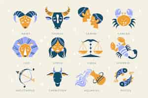 Free vector hand drawn zodiac sign collection