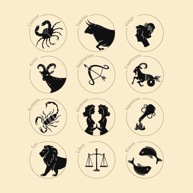 Коллекция рисованной знаков зодиака