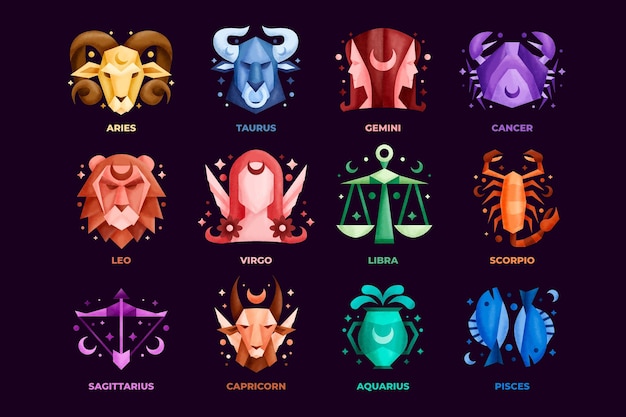 Free vector hand drawn zodiac sign collection