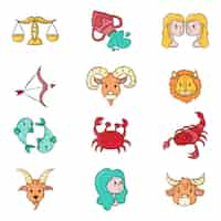 Vettore gratuito collezione di segni zodiacali disegnati a mano