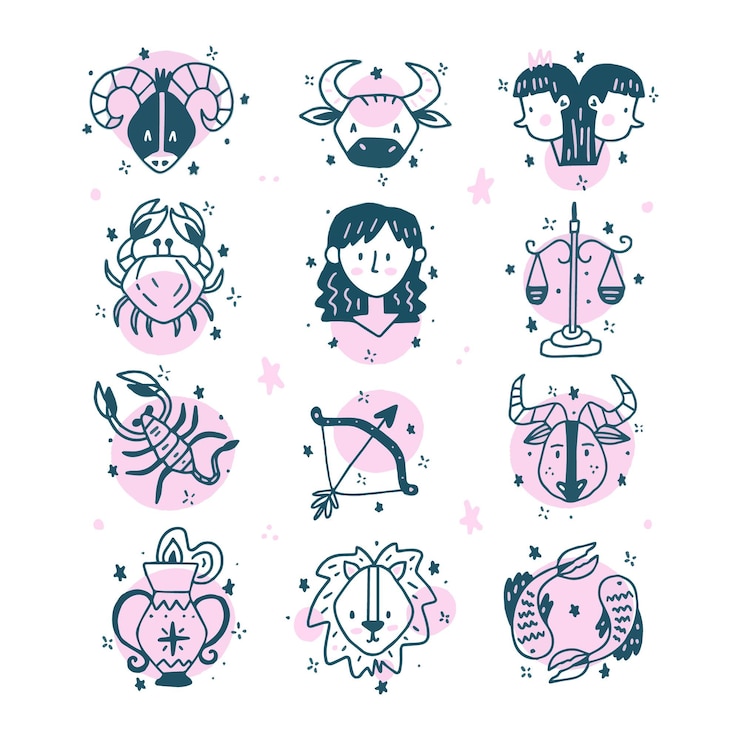 Free Vector hand drawn zodiac signs set