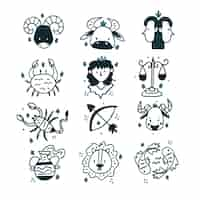 Free vector hand drawn zodiac signs set