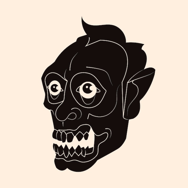 Бесплатное векторное изображение Нарисованная рукой иллюстрация силуэта зомби