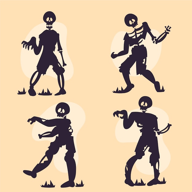 Hand drawn zombie silhouette illustration