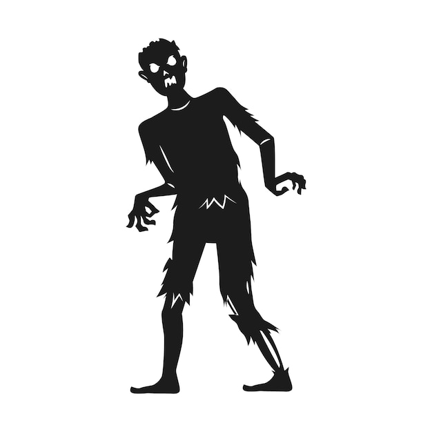 Hand drawn zombie silhouette illustration