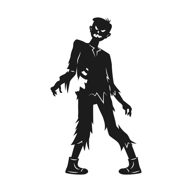 Hand drawn zombie silhouette illustration