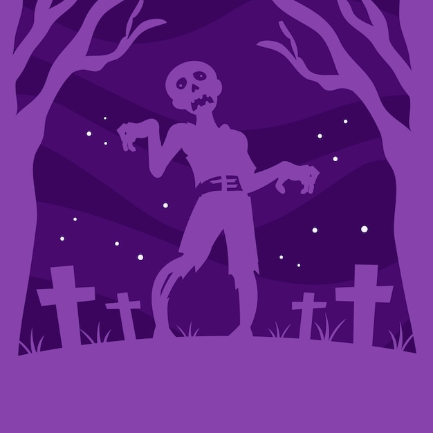 Free vector hand drawn zombie silhouette illustration