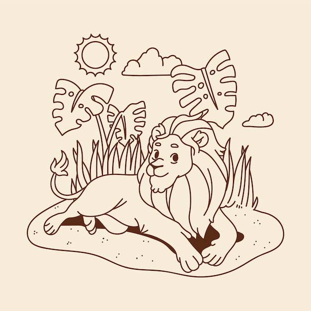 Hand drawn zoo animal illustration