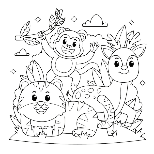 Free vector hand drawn zoo animals illustration