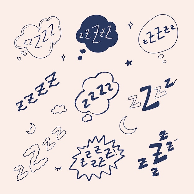 Бесплатное векторное изображение Ручно нарисованный элемент zzz doodle