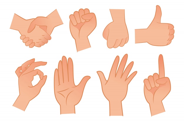 Hand gestures illustration set with Vector Templates (Free Download)