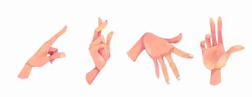 Free vector hand gestures set female arm palm with fingers