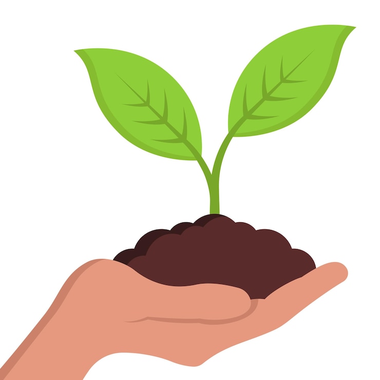 無料Vector 成長する植物を与える手