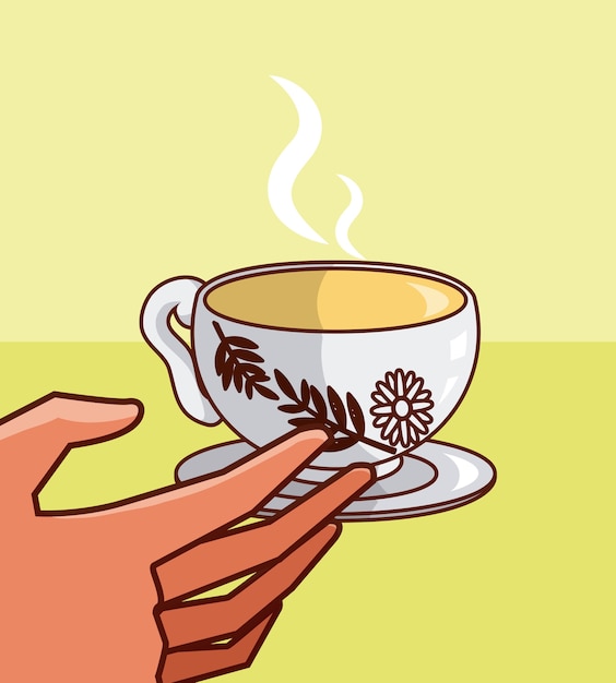 手をつかむお茶カップベクトルイラストのグラフィック プレミアムベクター