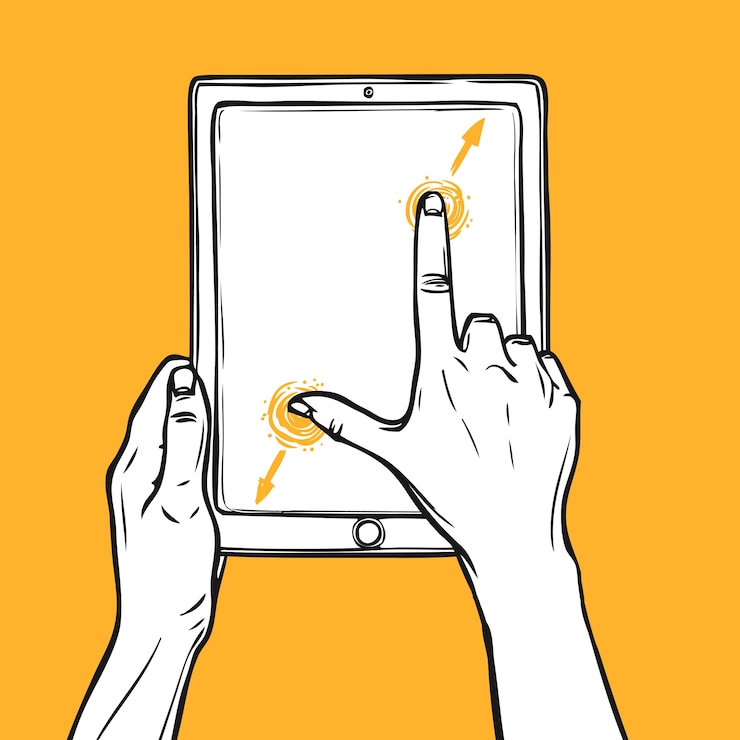 Free Vector hand hold tablet