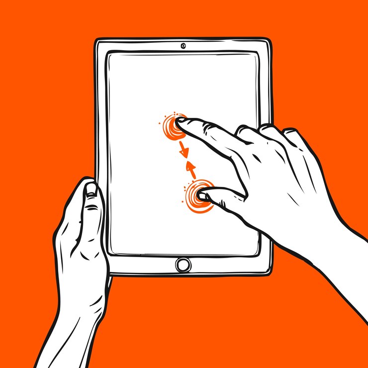 Free Vector hand hold tablet