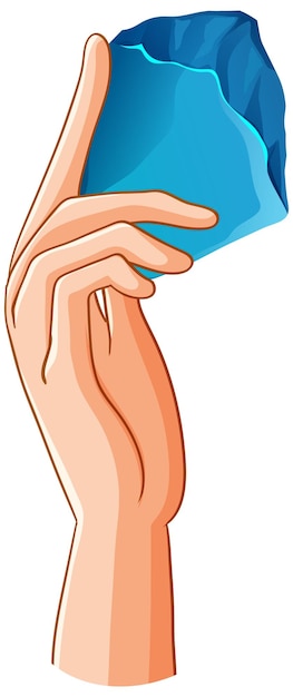 Free vector hand holding blue healing crystal