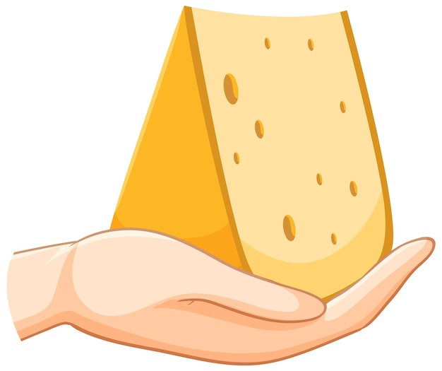 Hand holding cheese block