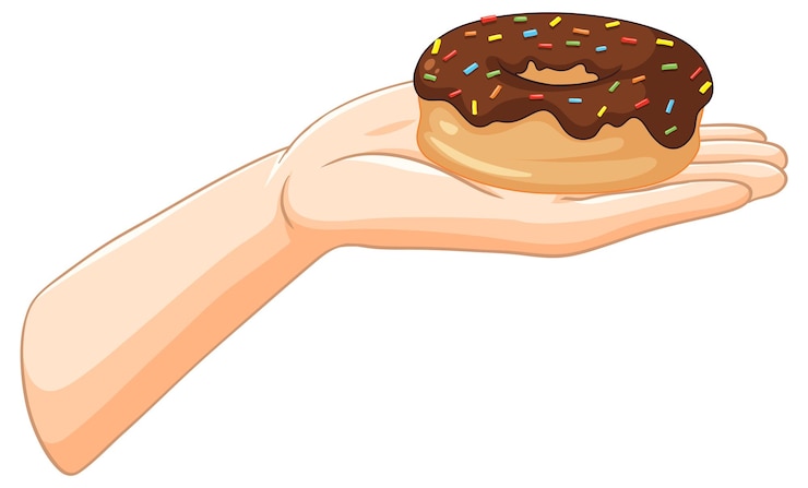 Free Vector hand holding a chocolate donut