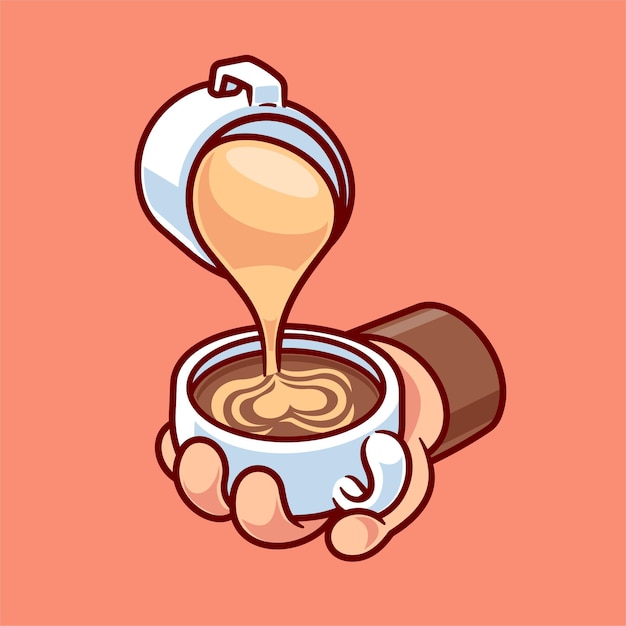 Free vector hand holding coffee love foam cartoon vector icon illustrationdrink food icon isolated flat vector