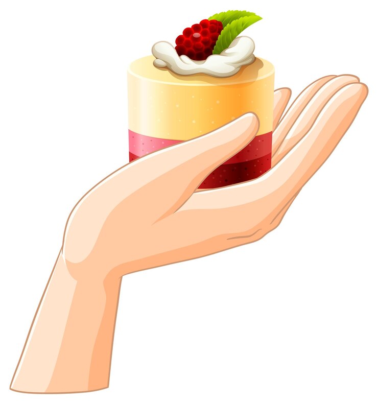 Free Vector hand holding a delicious dessert