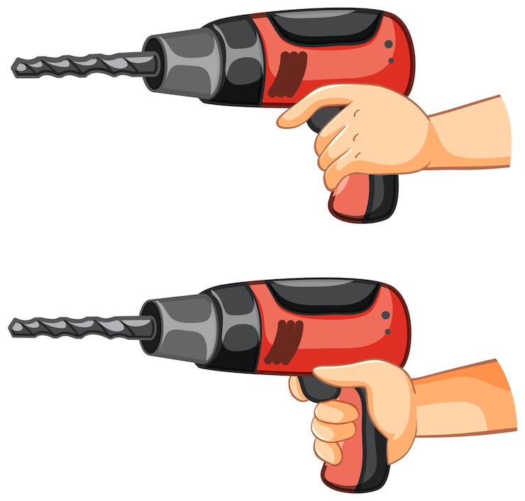 Free Vector hand holding drilling machine