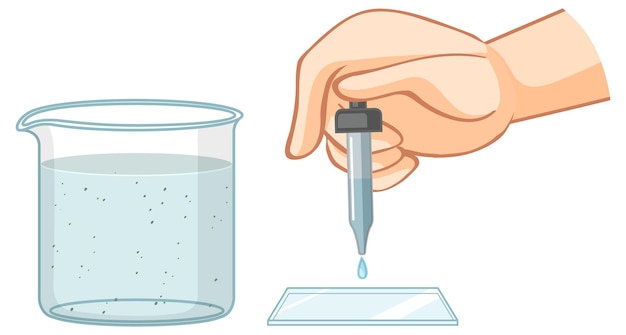 Free vector hand holding dropper drops sample into microscope slides