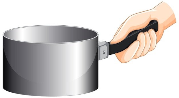 Free vector hand holding an empty saucepan isolated