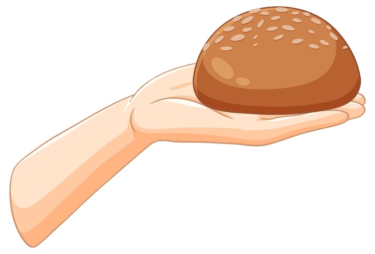 Free Vector hand holding a fresh bread roll