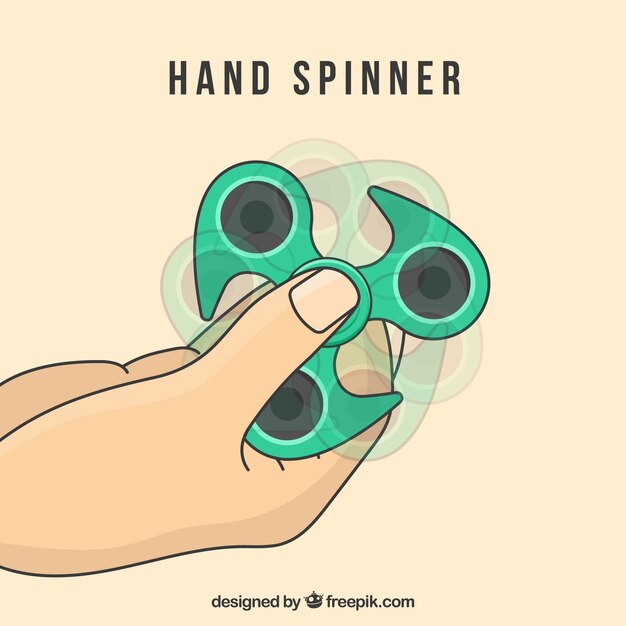 Hand holding a green spinner