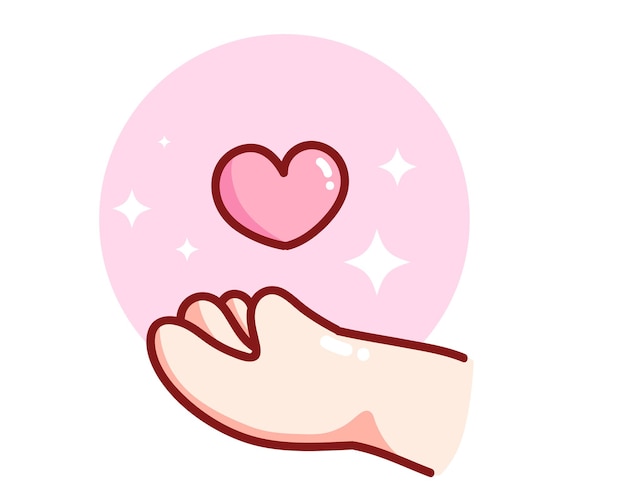 Free vector hand holding heart hand drawn cartoon art illustration