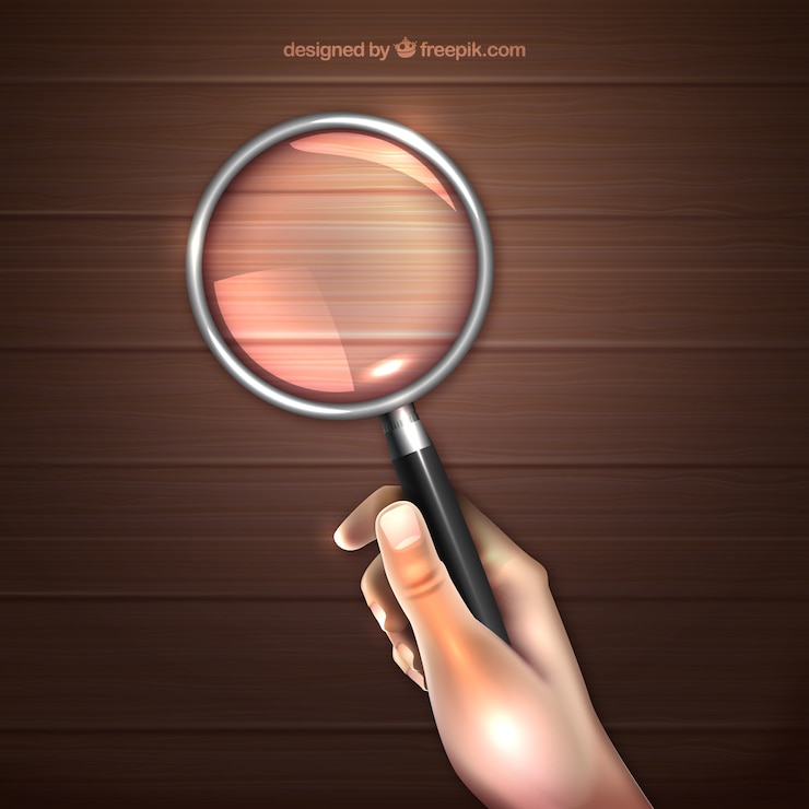Free Vector hand holding magnifying glass background in realistic style