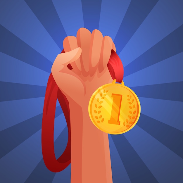 Бесплатное векторное изображение Рука держит медаль