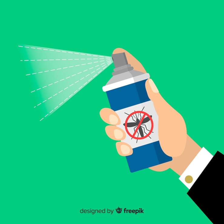 Free Vector hand holding mosquito spray in flat style
