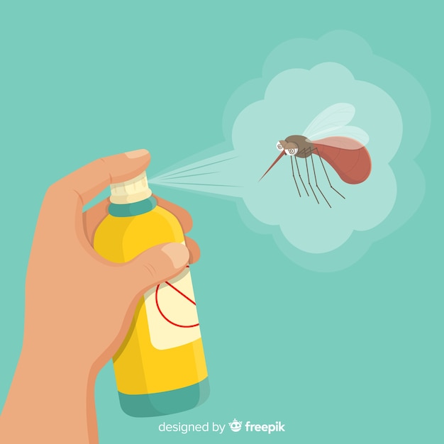 Free vector hand holding mosquito spray in flat style