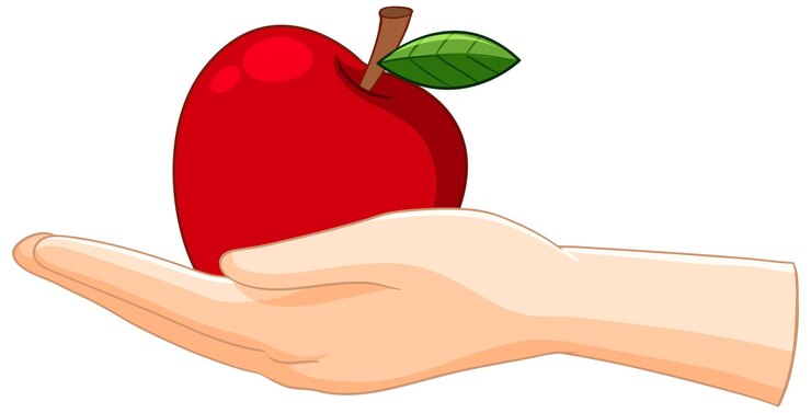 Free Vector hand holding a red apple illustration