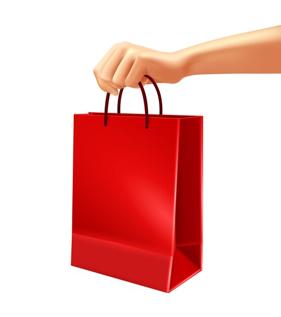 Hand Holding Red Shopping Bag Illustration