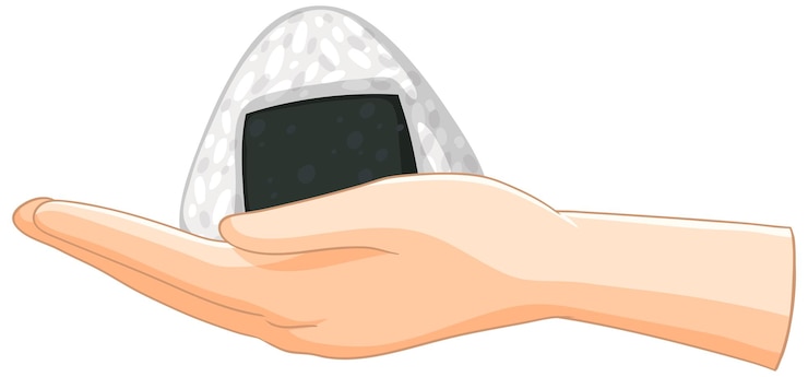 Free Vector hand holding a rice ball illustration