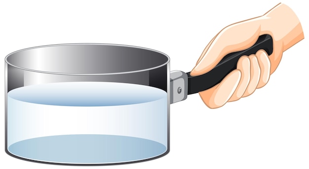 Free vector hand holding saucepan with water