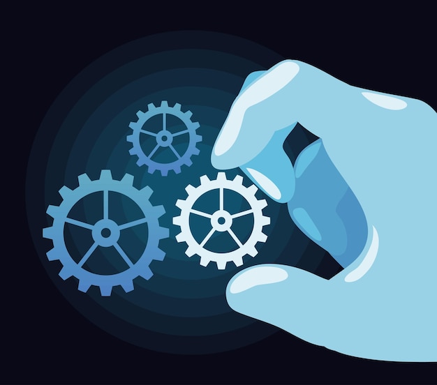 Free vector hand holding single gear