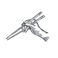 Free vector hand holding wooden chopsticks illustration