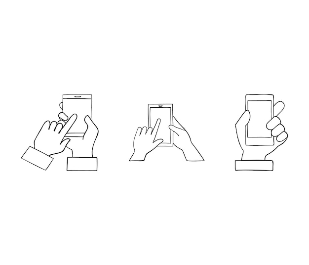 Hand human with smartphone device isolated icon. vector illustration