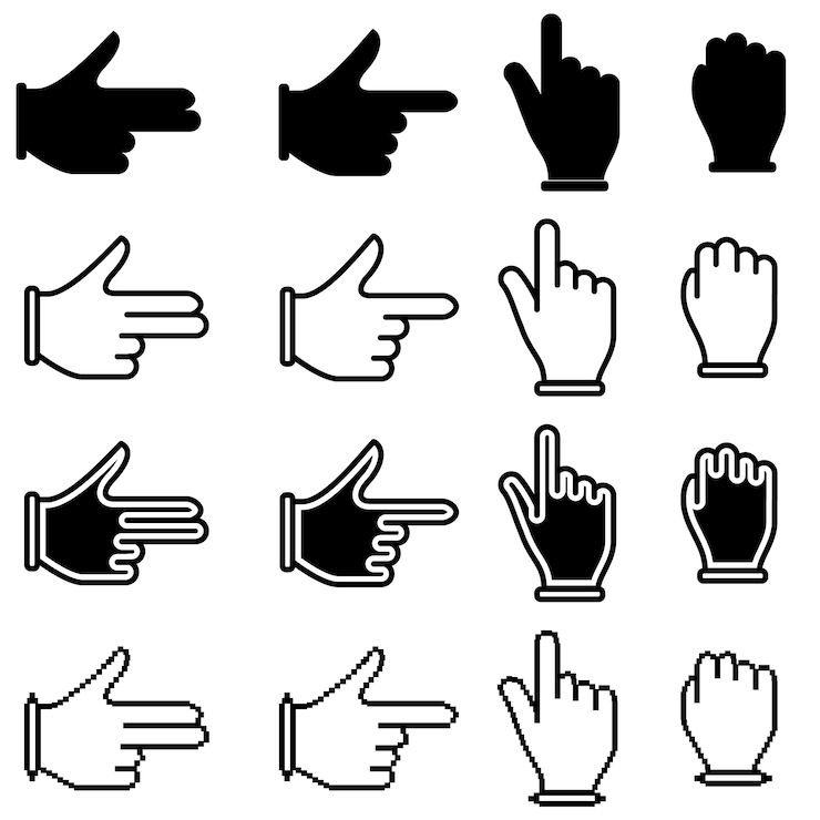Free Vector hand icons, cursor