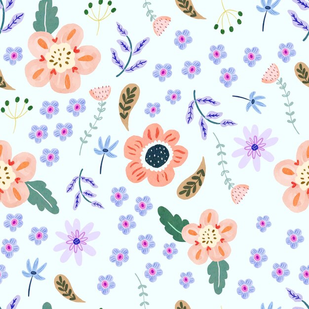 손으로 그린된 꽃 표면 원활한 패턴