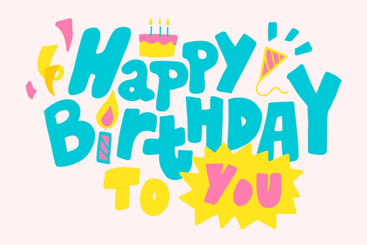 무료 Vector 핸드 레터링 생일 소원 카드