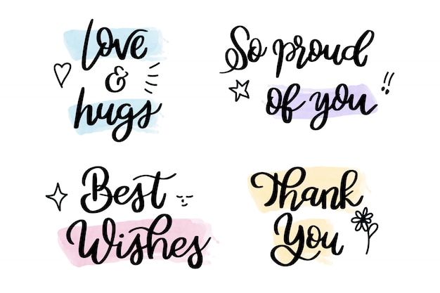 Hand lettering collection with quotes