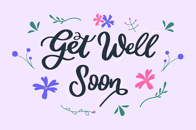 Free vector hand lettering get well soon quote