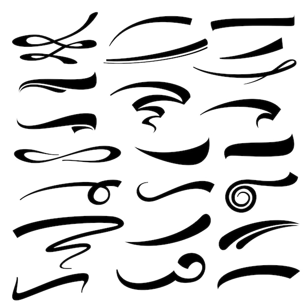 Monochrome swooshes set Royalty Free Vector Image