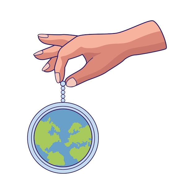 hand lifting planet earth icon