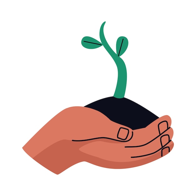 Hand lifting plant garden icon